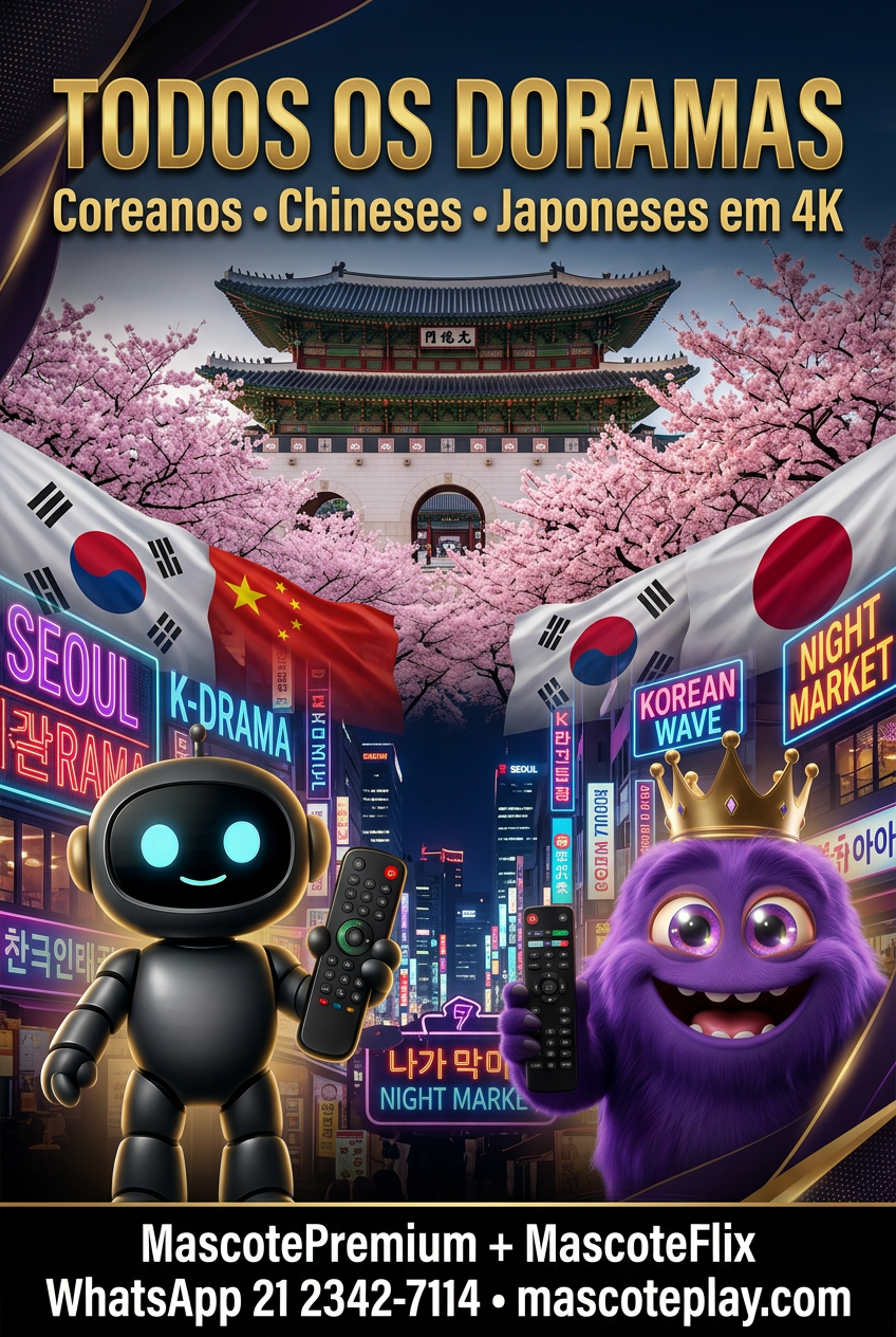 Todos os Doramas — Coreanos, Chineses e Japoneses em 4K — Mascote Premium