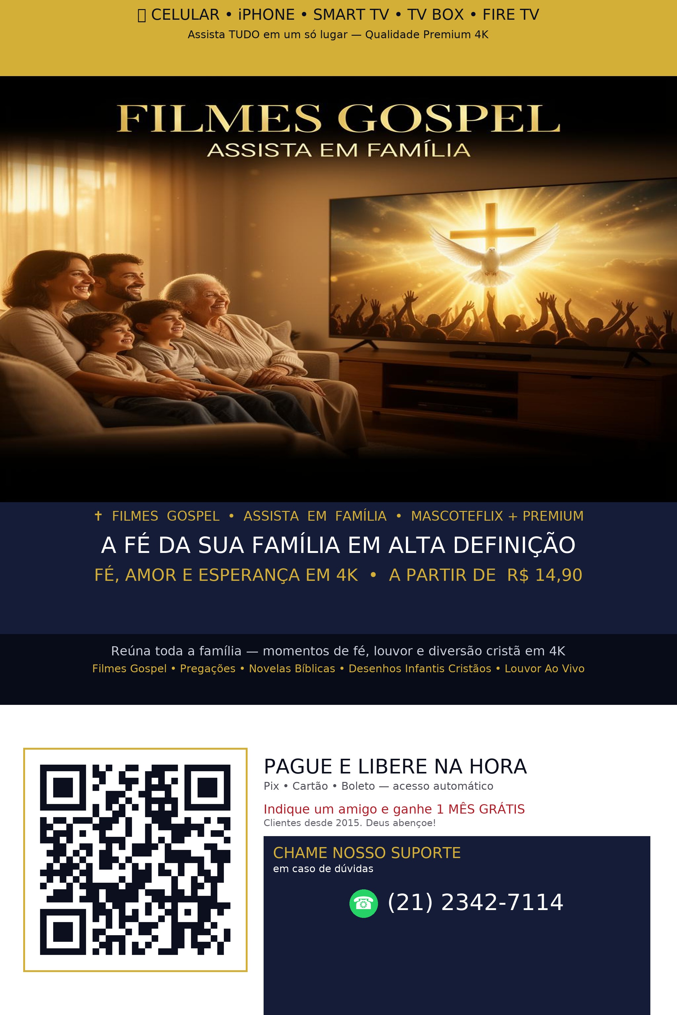 Filmes Gospel — Assista em família no Mascote Premium + MascoteFlix — 4K